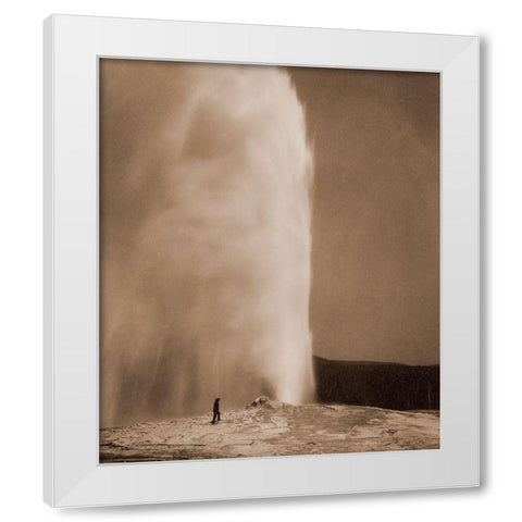 Old Faithful, 1870 White Modern Wood Framed Art Print by Jackson, William Henry