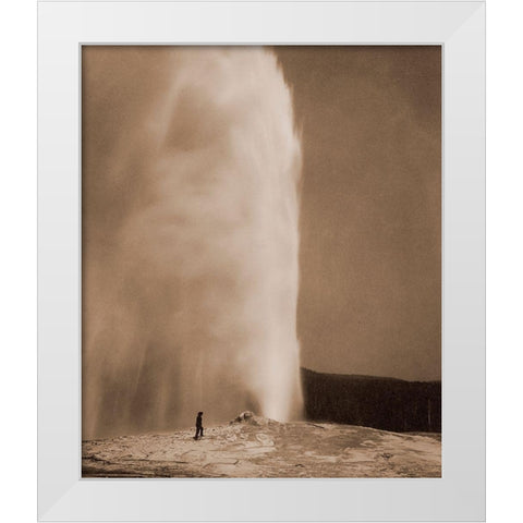 Old Faithful, 1870 White Modern Wood Framed Art Print by Jackson, William Henry
