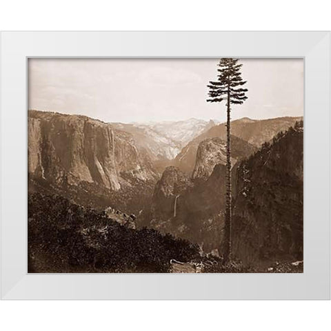 Yosemite Valley from the Best General View, 1866 White Modern Wood Framed Art Print by Watkins, Carleton