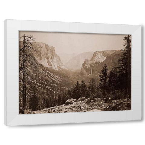 The Yosemite Valley from Inspiration Pt. MariVintagea Trail, 1865-1866 White Modern Wood Framed Art Print by Watkins, Carleton