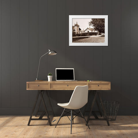 Residence of Mr. Howard, San Mateo, California, with Olive Tree, 1863-1880 White Modern Wood Framed Art Print by Watkins, Carleton