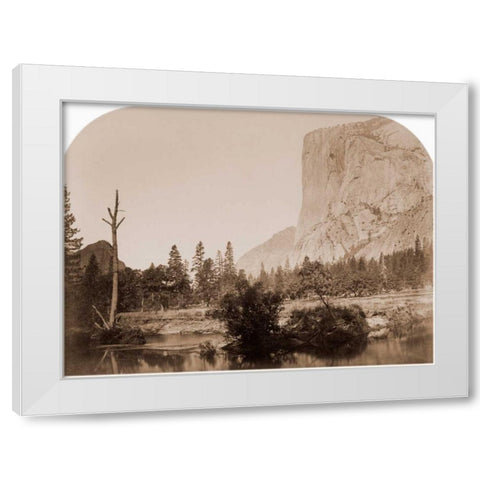 Tutucanula - El Capitan 3600 ft. Yosemite, California, 1861 White Modern Wood Framed Art Print by Watkins, Carleton