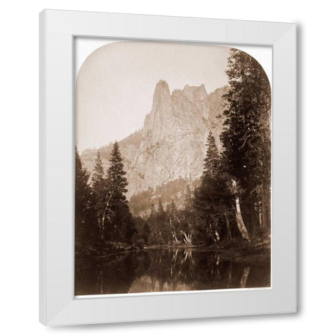 Sentinel - View of the Valley 3270 ft. Yosemite, California, 1861 White Modern Wood Framed Art Print by Watkins, Carleton