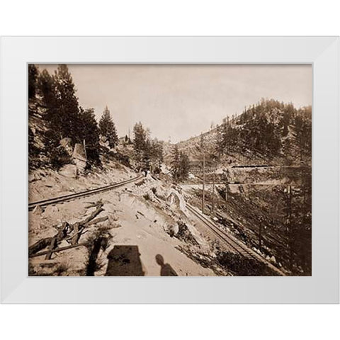 View on Lake Tahoe, California, 1877 White Modern Wood Framed Art Print by Watkins, Carleton