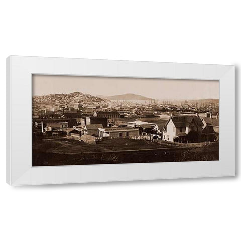 City Front from Rincon Hill, San Francisco, California, 1860 White Modern Wood Framed Art Print by Watkins, Carleton