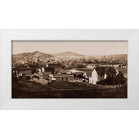 City Front from Rincon Hill, San Francisco, California, 1860 White Modern Wood Framed Art Print by Watkins, Carleton