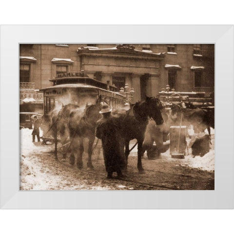 The Terminal, New York City, 1893 White Modern Wood Framed Art Print by Stieglitz, Alfred