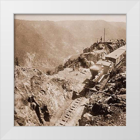 American River, California, from Green Bluffs, 1866-1869 White Modern Wood Framed Art Print by Hart, Alfred A.