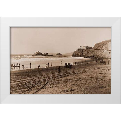 The Cliff House, San Francisco, about 1879-1880 White Modern Wood Framed Art Print by Watkins, Carleton