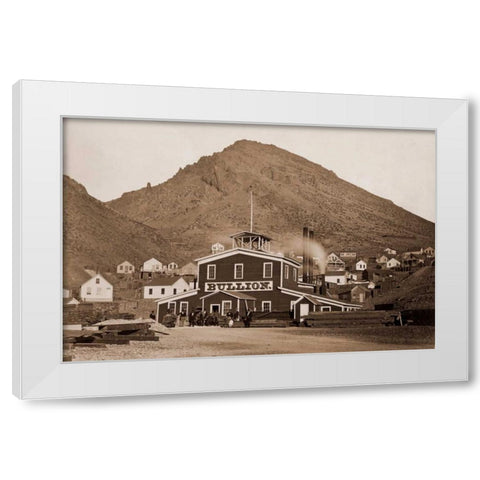 The Bullion Mine, Virginia City, Nevada, 1880 White Modern Wood Framed Art Print by Watkins, Carleton