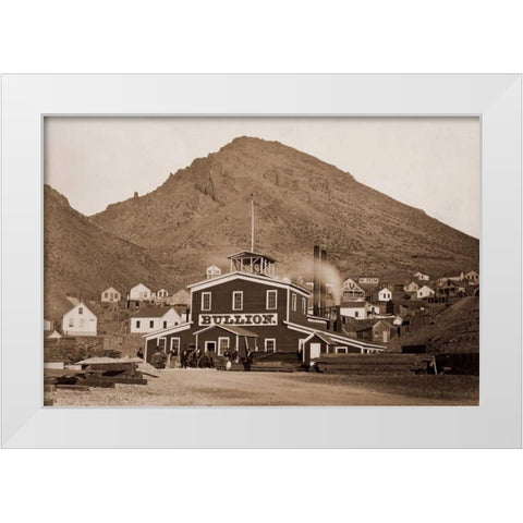 The Bullion Mine, Virginia City, Nevada, 1880 White Modern Wood Framed Art Print by Watkins, Carleton