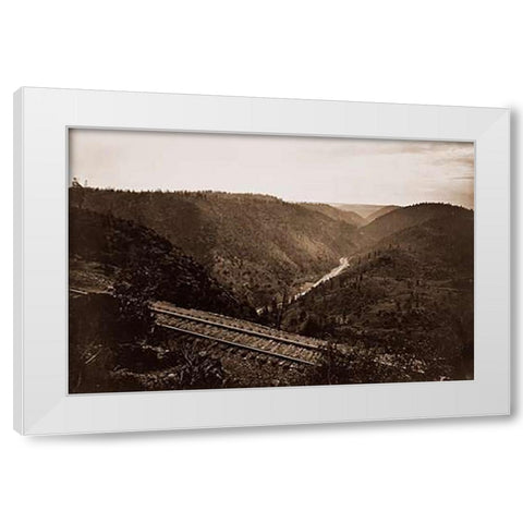 Cape Horn, C.P.R.R., Nevada County, California, about 1880 White Modern Wood Framed Art Print by Watkins, Carleton