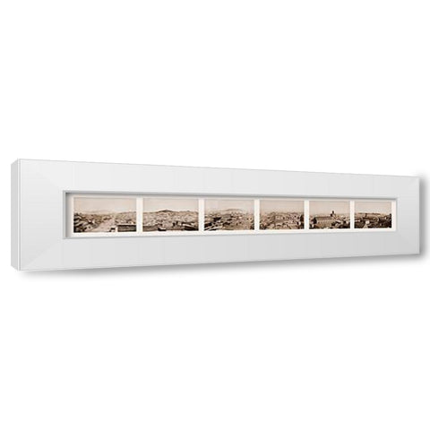 Six-part Panorama of San Francisco, 1855-1856 White Modern Wood Framed Art Print by Watkins, Carleton