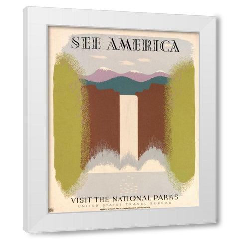 See America Visit the National Parks, ca. 1936-1940 White Modern Wood Framed Art Print by Herzog, Harry