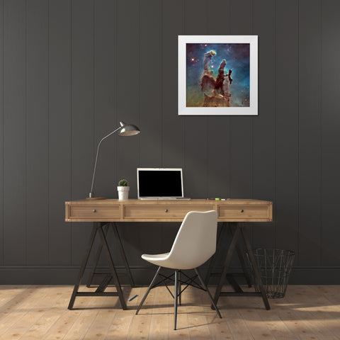 2014 Hubble WFC3/UVIS  High Definition Image of M16 - Pillars of Creation White Modern Wood Framed Art Print by NASA