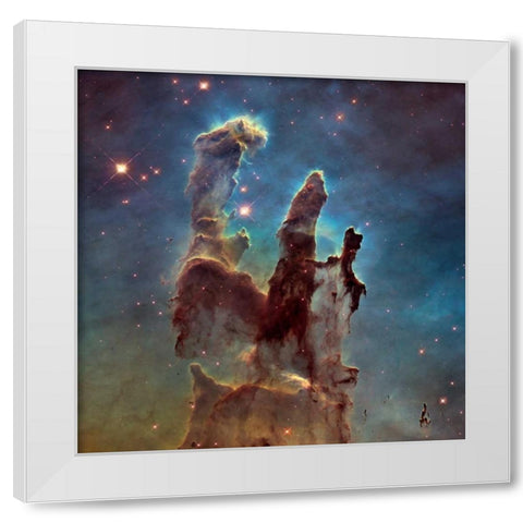 2014 Hubble WFC3/UVIS  High Definition Image of M16 - Pillars of Creation White Modern Wood Framed Art Print by NASA