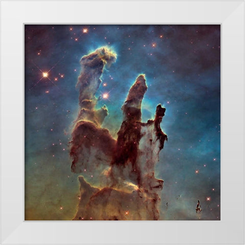 2014 Hubble WFC3/UVIS  High Definition Image of M16 - Pillars of Creation White Modern Wood Framed Art Print by NASA