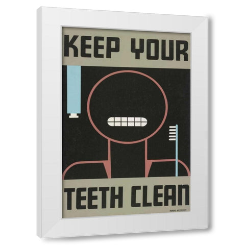 Keep your teeth clean White Modern Wood Framed Art Print by WPA