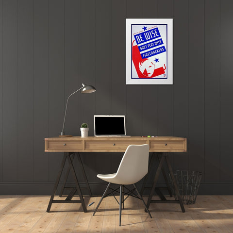 Be wise do not play with firecrackers White Modern Wood Framed Art Print by Bock, Vera