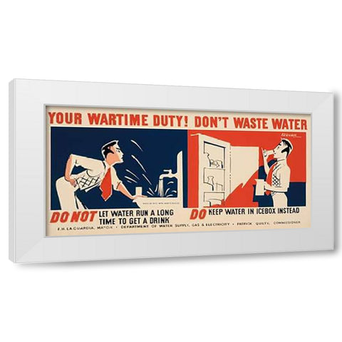 Do not let water run a long time to get a drink White Modern Wood Framed Art Print by Kerkam, Earl