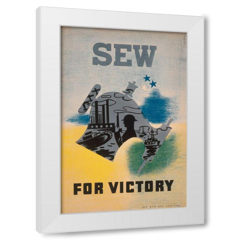 Sew for victory White Modern Wood Framed Art Print by WPA