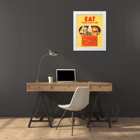 Eat these every day White Modern Wood Framed Art Print by WPA