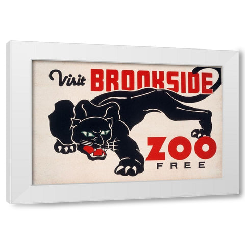 Brookfield Zoo - Panther White Modern Wood Framed Art Print by WPA