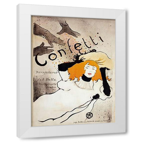 Confetti White Modern Wood Framed Art Print by Toulouse-Lautrec, Henri