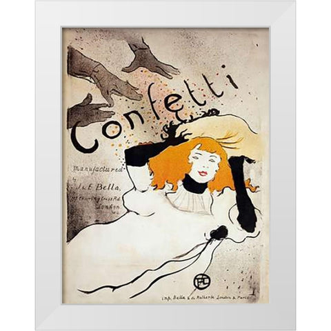 Confetti White Modern Wood Framed Art Print by Toulouse-Lautrec, Henri