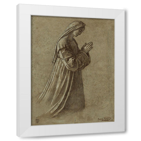 Study of the Virgin (recto); Study of the Virgin and of Hands (verso) White Modern Wood Framed Art Print by Carpaccio, Vittore