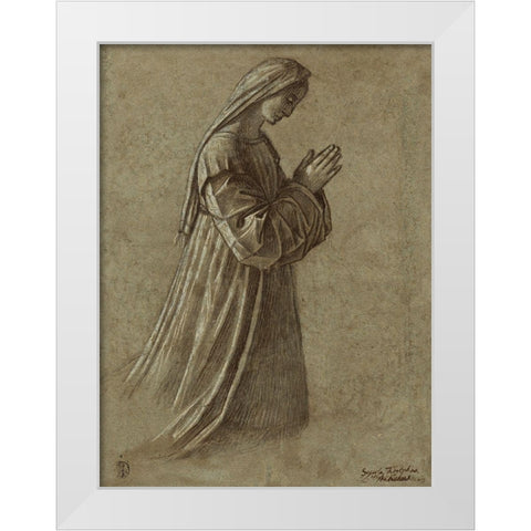 Study of the Virgin (recto); Study of the Virgin and of Hands (verso) White Modern Wood Framed Art Print by Carpaccio, Vittore
