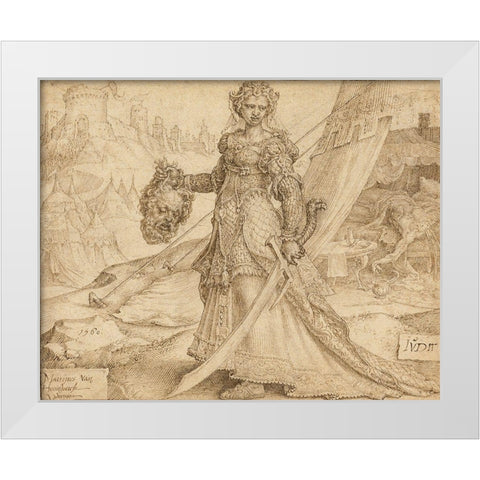 Judith White Modern Wood Framed Art Print by Van Heemskerck, Maerten