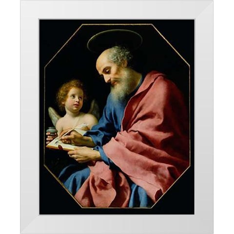St. Matthew Writing His Gospel White Modern Wood Framed Art Print by Dolci, Carlo
