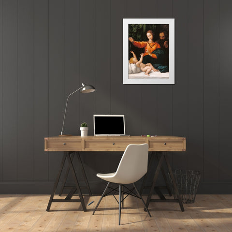 The Holy Family (The Madonna del Velo; Madonna di Loreto) White Modern Wood Framed Art Print by Unknown
