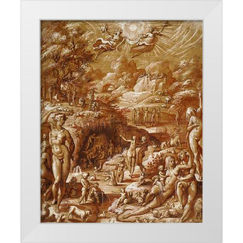 The Age of Gold White Modern Wood Framed Art Print by Zucchi, Jacopo