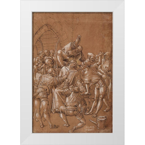 The Mocking of Christ White Modern Wood Framed Art Print by Deutsch, Niklaus Manuel
