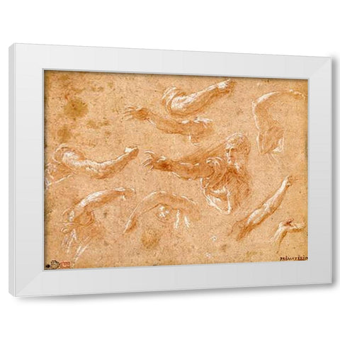 Study of God the Father with Angels White Modern Wood Framed Art Print by Primaticcio, Francesco