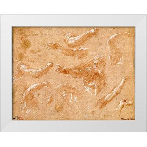 Study of God the Father with Angels White Modern Wood Framed Art Print by Primaticcio, Francesco