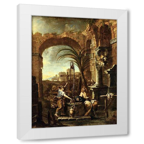 Museumist and the Samaritan Woman White Modern Wood Framed Art Print by Magnasco, Alessandro