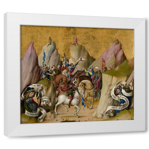 The Meeting of the Three Kings, with David and Isaiah (recto); The Assumption of the Virgin (verso) White Modern Wood Framed Art Print by Master of the St. Bartholomew Altarpiece,