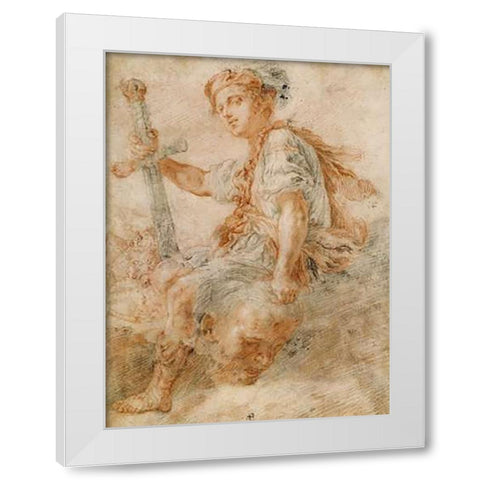 David with the Head of Goliath White Modern Wood Framed Art Print by Fetti, Domenico