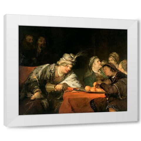 The Banquet of Ahasuerus White Modern Wood Framed Art Print by de Gelder, Aert