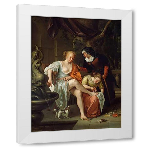 Bathsheba After the Bath White Modern Wood Framed Art Print by Steen, Jan