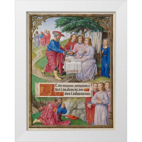 Abraham and the Three Angels White Modern Wood Framed Art Print by Illuminator, Unknown 16th Century Flemish