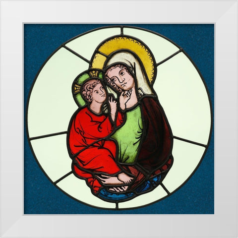The Virgin and Child White Modern Wood Framed Art Print by Illuminator, Unknown 14th Century Austrian