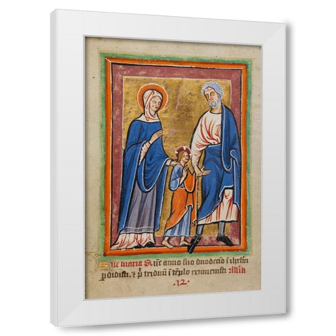 Christ Led to Jerusalem by Mary and Joseph White Modern Wood Framed Art Print by Illuminator , Unknown 12th Century