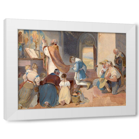Fridolin Assists with the Holy Mass White Modern Wood Framed Art Print by Fendi, Peter