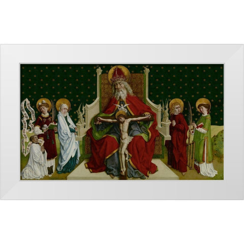 The Trinity with the Virgin, Saints John the Evangelist, Stephen and Lawrence and a Donor White Modern Wood Framed Art Print by Von Andlau, Peter Hemme