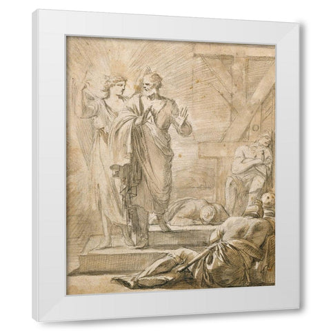 The Liberation of Saint Peter White Modern Wood Framed Art Print by de La Hyre, Laurent