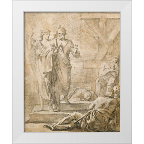 The Liberation of Saint Peter White Modern Wood Framed Art Print by de La Hyre, Laurent